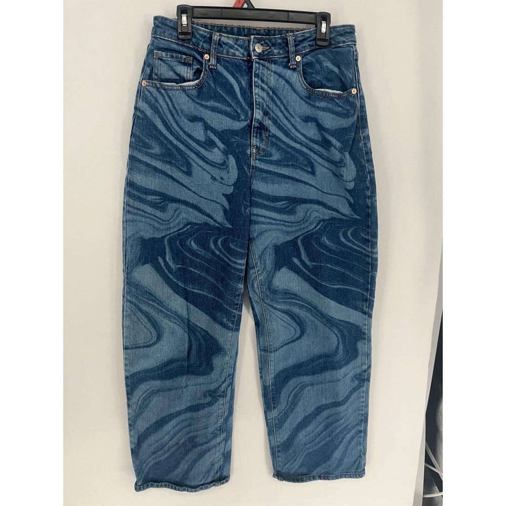 Wild Fable Highest Rise Baggy Jeans Marble Swirl Blue Denim Size 10/30R